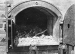Concentration camp at Majdanek after liberation in 1944. The interior of the crematorium furnace with burnt human remains. (IPN)